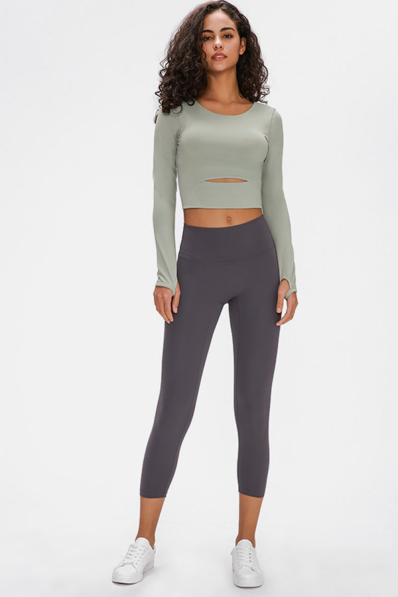 Long Sleeve Cut Out Cropped Top