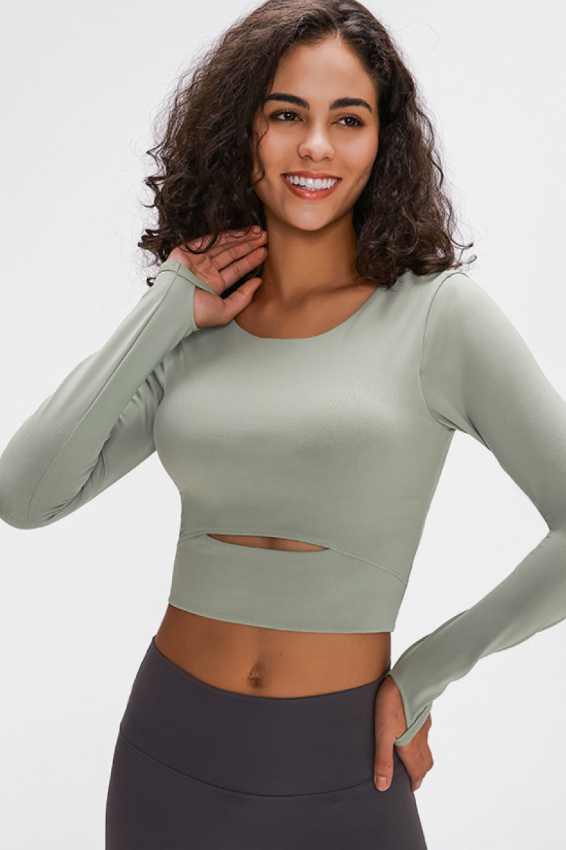 Long Sleeve Cut Out Cropped Top