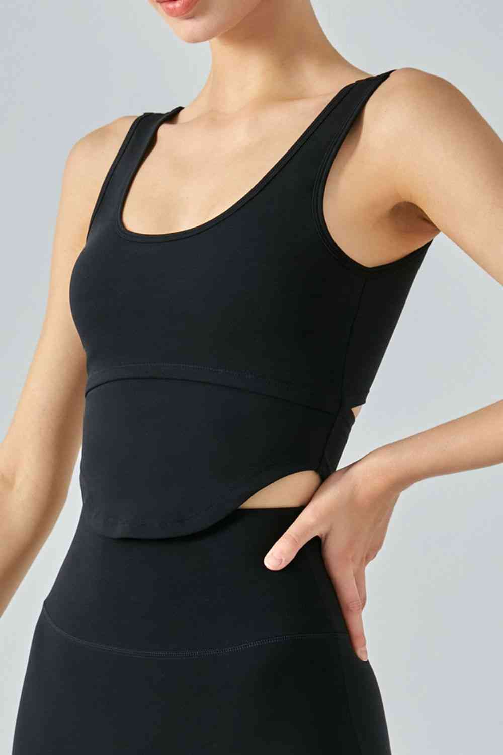 Cutout Curved Hem Sports Tank