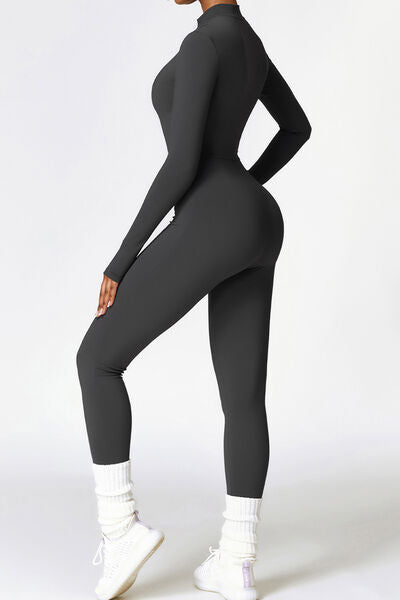 GlamFit Zip Up Long Sleeve Slimming Jumpsuit