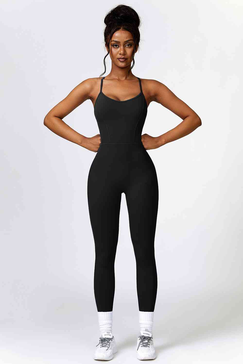 Open Back Spaghetti Strap Sports Jumpsuit