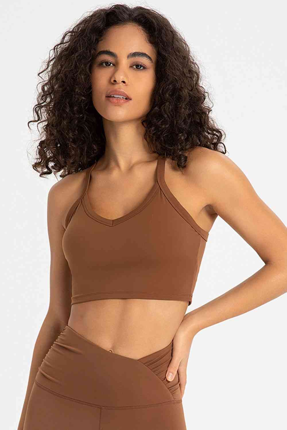 Crisscross Back V-Neck Sports Bra