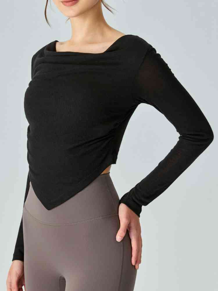 Cowl Neck Long Sleeve Sports Top