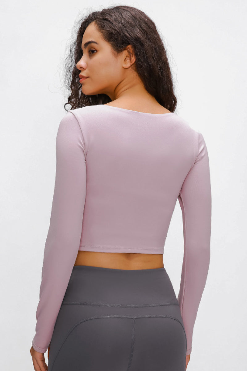 Long Sleeve Cut Out Cropped Top