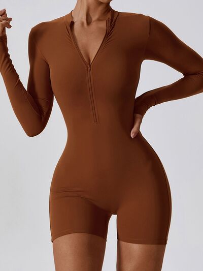 Half Zip Long Sleeve Romper