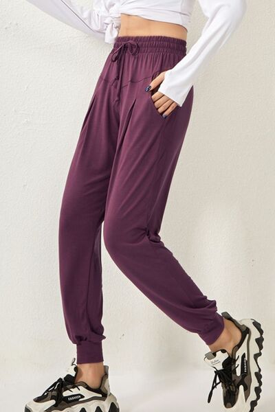 Drawstring High Waist Joggers