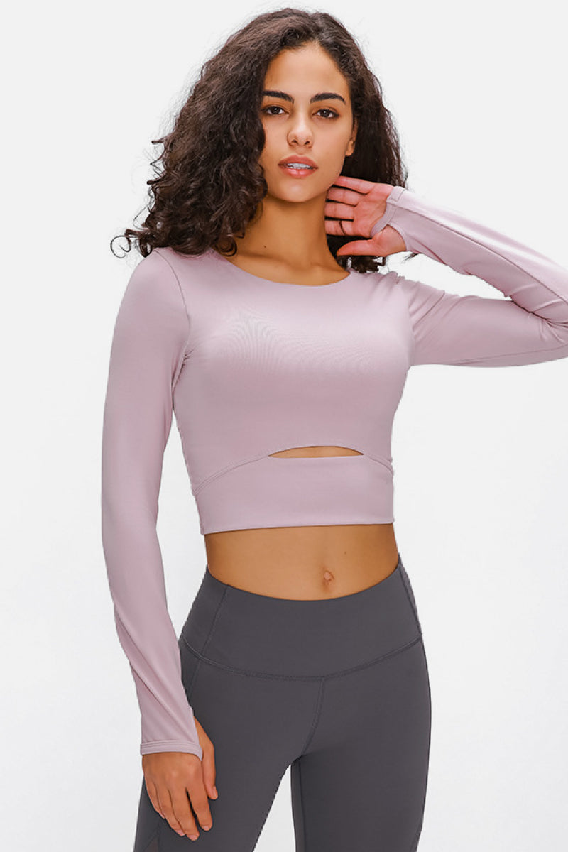 Long Sleeve Cut Out Cropped Top