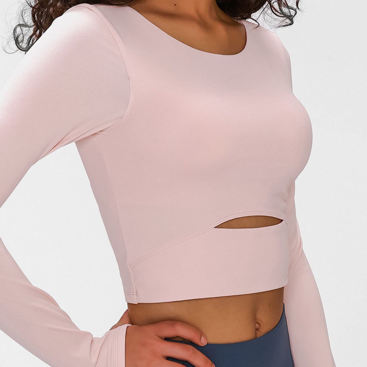 Long Sleeve Cut Out Cropped Top