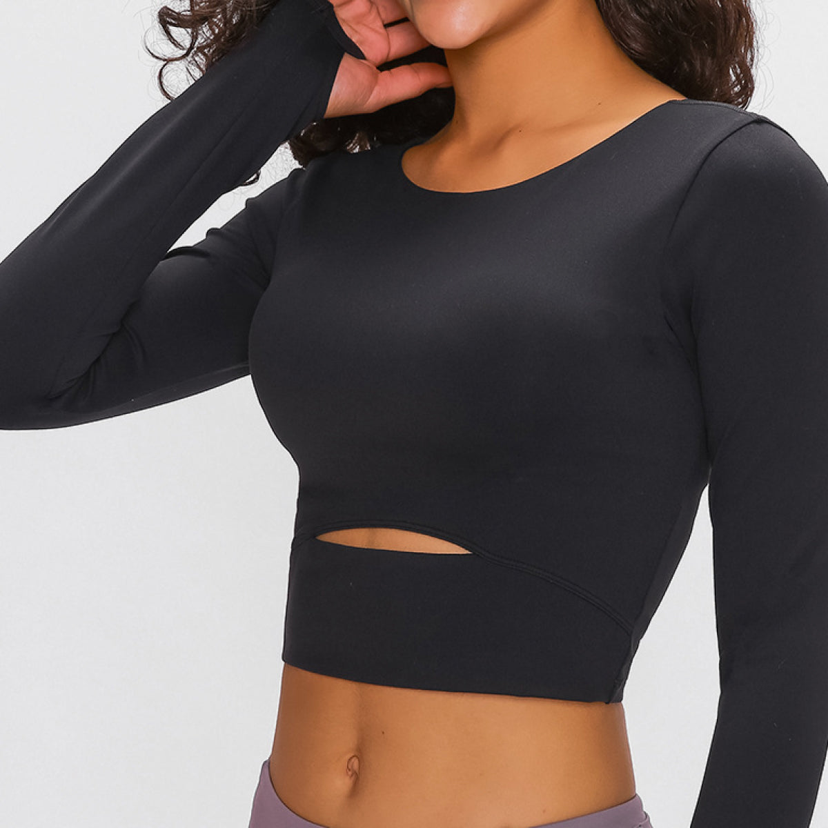 Long Sleeve Cut Out Cropped Top