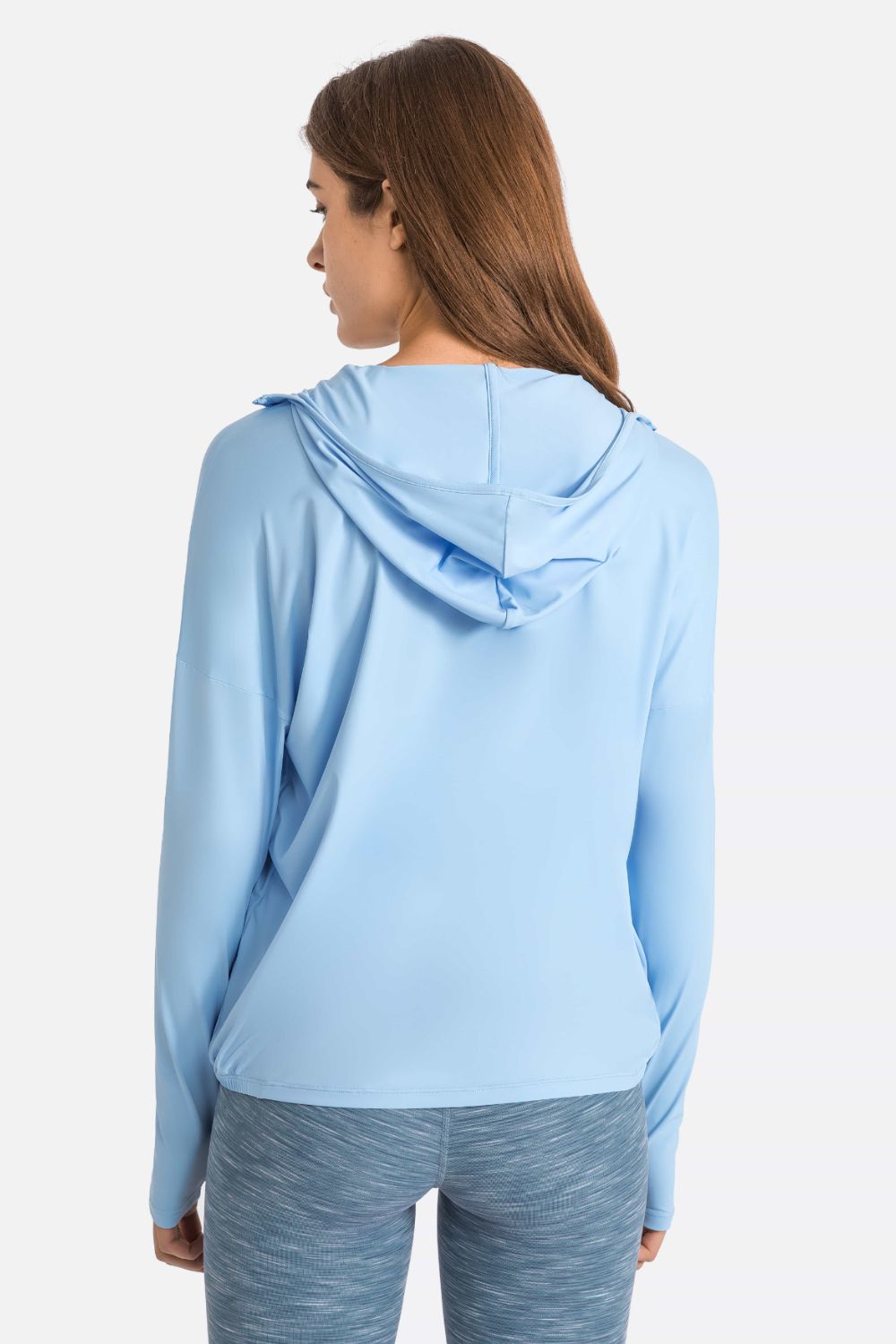 Zip Up Dropped Shoulder Hooded Sports Jacket