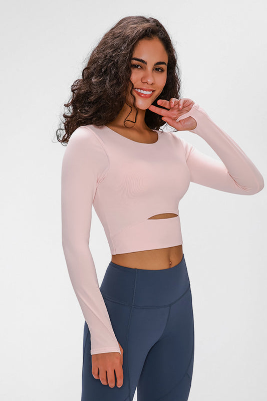 Long Sleeve Cut Out Cropped Top